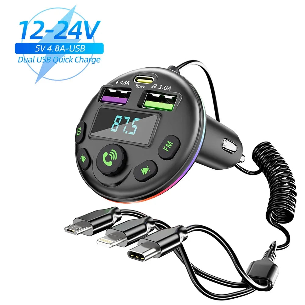 Car Bluetooth 5.0 FM Transmitter MP3 Modulator Player