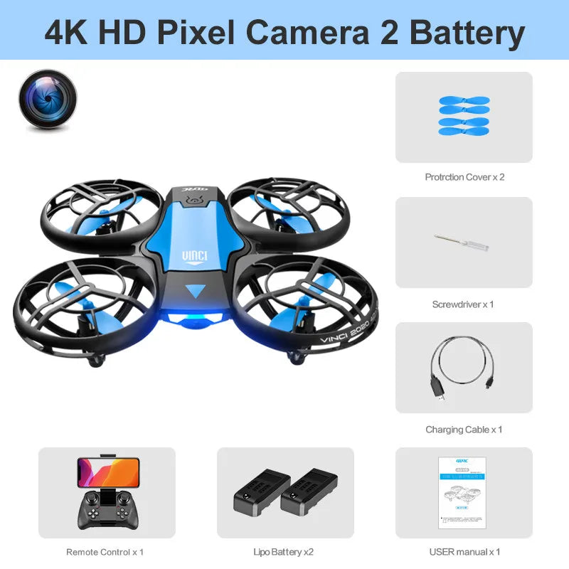V8 New Mini Drone, 4K Professional HD 1080P Wide Angle Camera