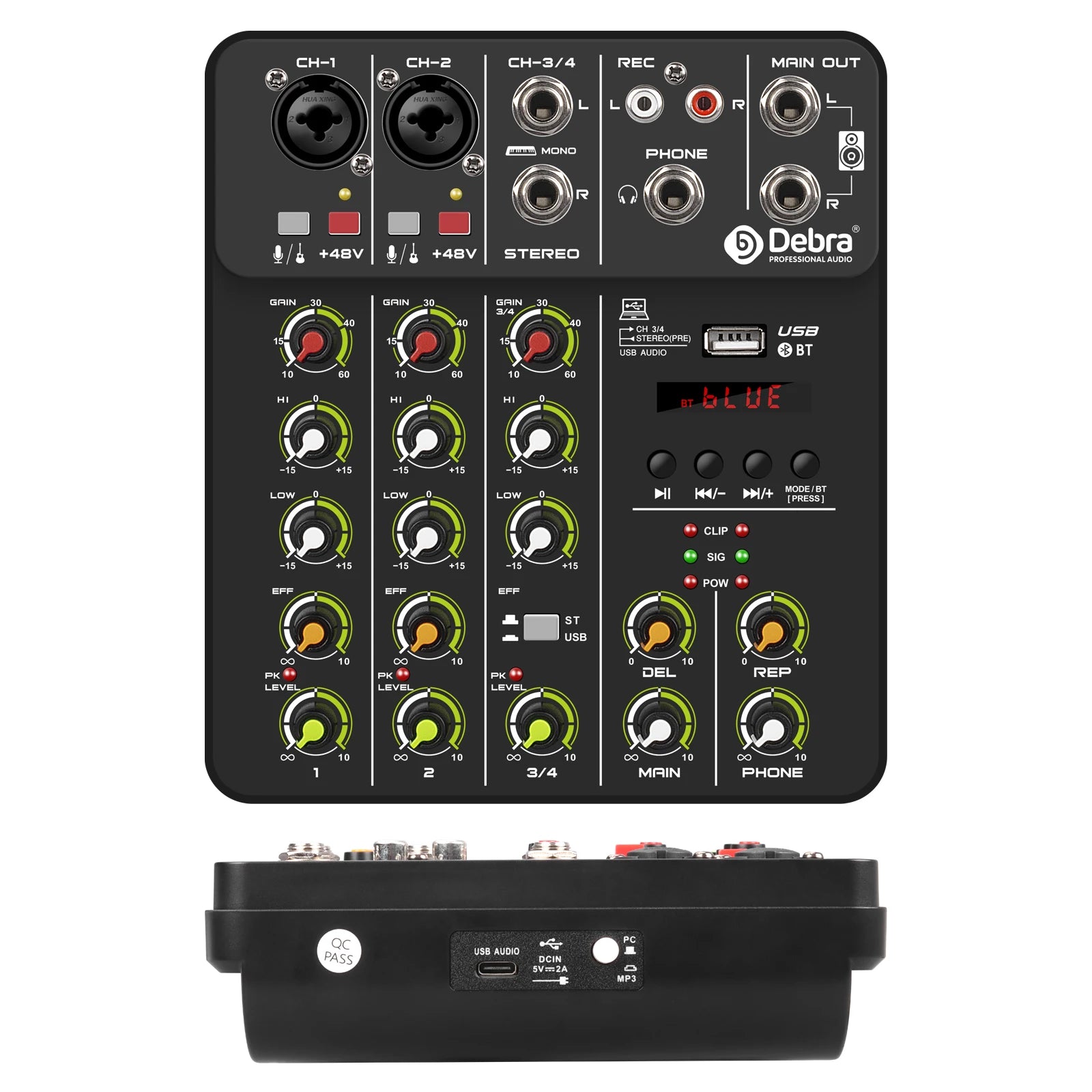 V4 Audio Interface Mixer with Bluetooth USB Recording